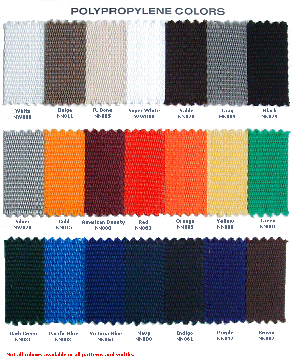 Polypropylene bing Color Guide